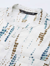 Men White Multi Tie and dye Print Design Straight Kurta With Pyjama