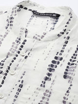 Men White Multi Tie and dye Print Design Straight Kurta With Pyjama