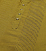 Men Mustard Cotton Silk Straight Kurta