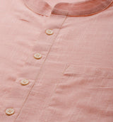 Men Pink Cotton Straight Kurta with Slub Effect With Pajama