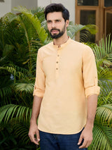 Men Pack Of 2 Pink & Peach Cotton Solid Short Kurta