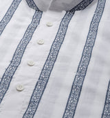 Men White & Grey Pure Cotton Embroidered Straight Kurta With Pajama