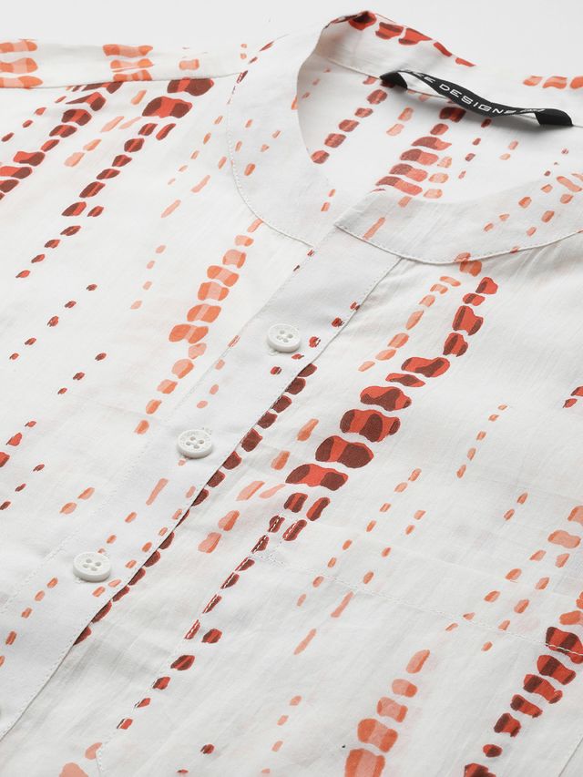 Men White Multi Tie and dye Print Design Straight Kurta With Pyjama