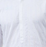 Men White Cotton Kurta with Sequence Thread Work