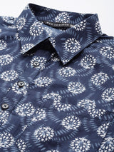 Men Indigo Regular Pure Cotton Pathani Printed Men's Kurta