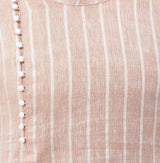 Men Peach with White Stripes Thread Work Cotton Kurta Set