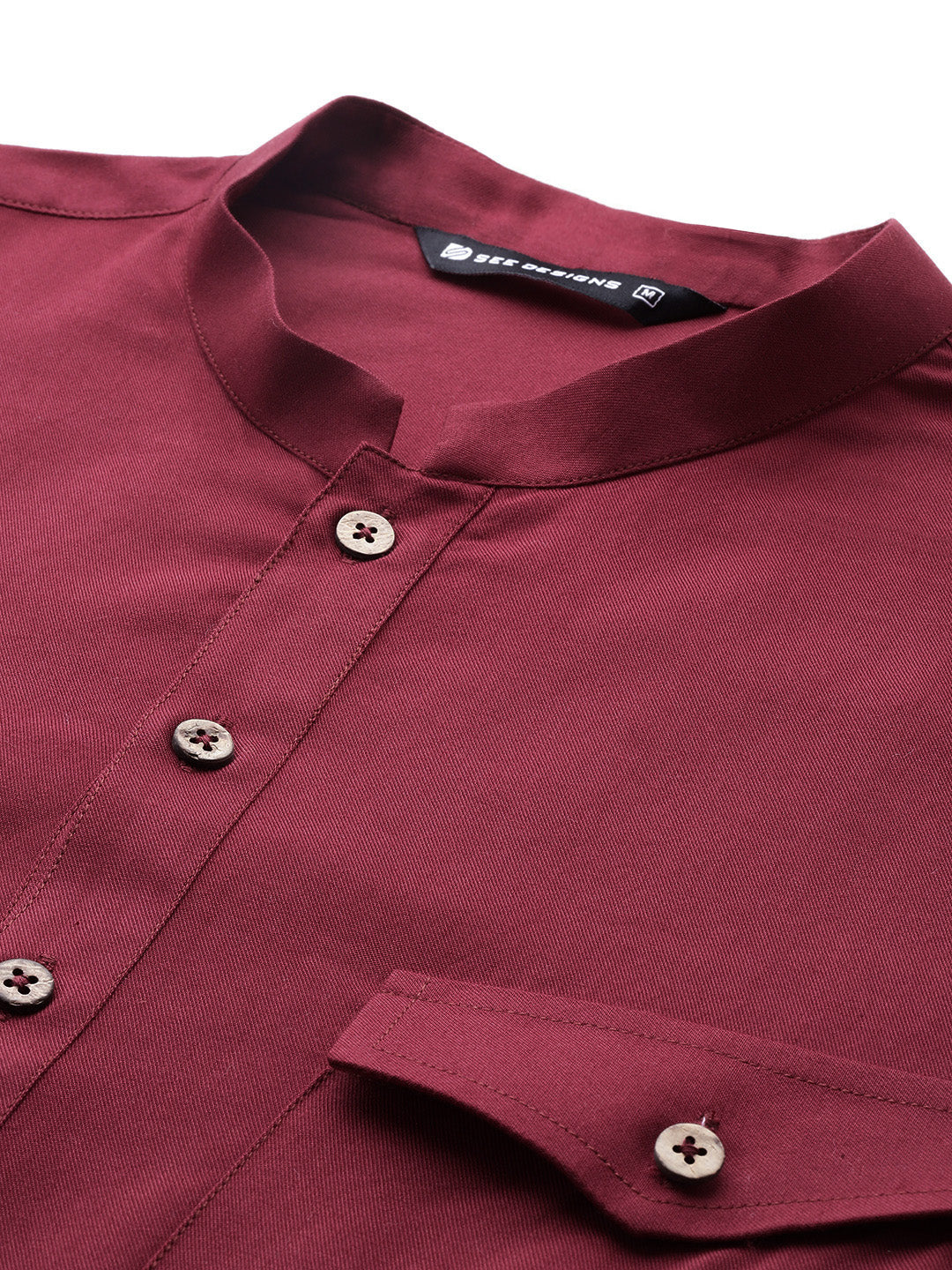 Men Maroon Rayon Solid Pathani Sets