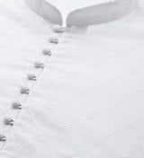 Men White Ivory Impressions Chikankari Embroidered Straight Kurta