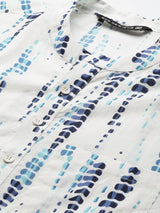 Men White Multi Tie and dye Print Design Straight Kurta With Pyjama