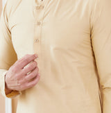 Men Regal Sand Cotton Straight Kurta