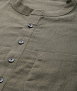 Men Khaki Cotton Straight Kurta with Slub Effect