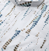 Men White with Blue and Brown Pure Cotton Printed Straight Kurta With Pajama