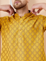 Mustard Ethnic Motifs Silk Jacquard Woven Design Straight Kurta