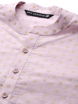 Men Pink & Gold Printed Straight Kurta With Pyjama