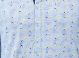 Men Blue & White Leaf Design Printed Cotton Kurta