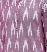 Men Lavender & White Pure Cotton Printed Straight Kurta With Pajama