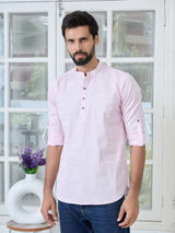 Men Pack Of 2 Pink Cotton Solid Short Kurta