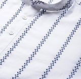 Men White with Blue Striped Pattern Pure Cotton Embroidered Straight Kurta With Pajama