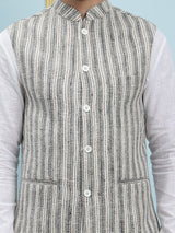 Men Grey Color Khadi Nehru Jacket