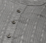 Men Grey & Beige Woven Design Thread Work Kurta