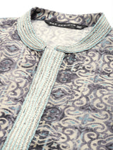 Men Multi Pure Cotton Embroidered Straight Kurta