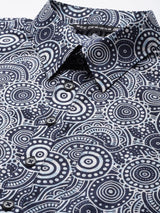 Men Blue Regular Pure Cotton Pathani Printed Men's Kurta