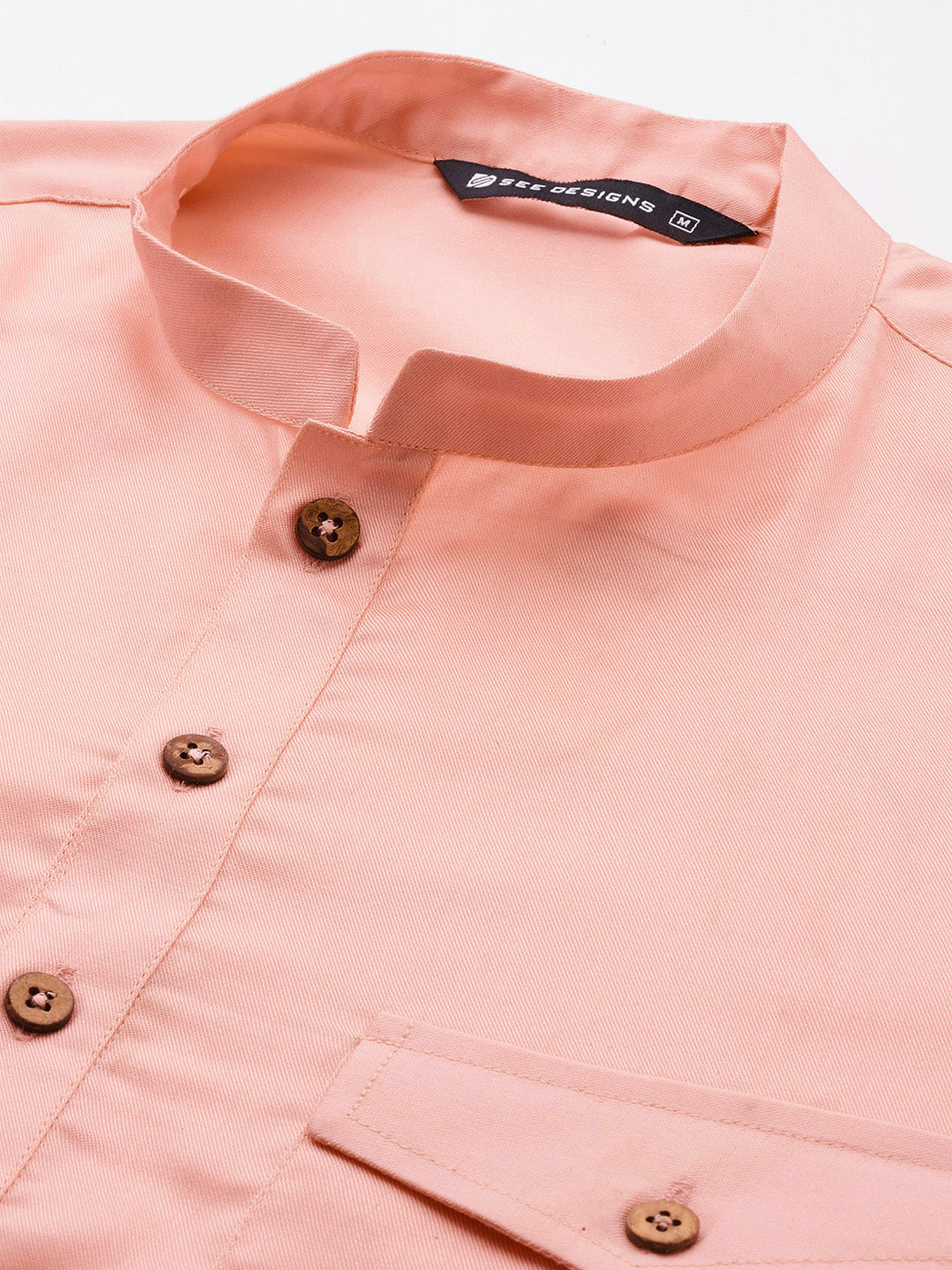 Men Pink Rayon Solid Pathani Sets