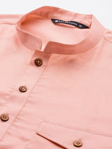 Men Pink Rayon Solid Pathani Sets