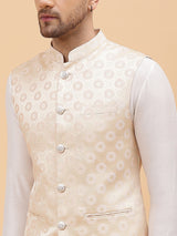 Men Opulent Floral Emboss Jacquard Nehru Jacket