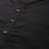 Men Black Cotton Straight Kurta with Slub Effect With Pajama