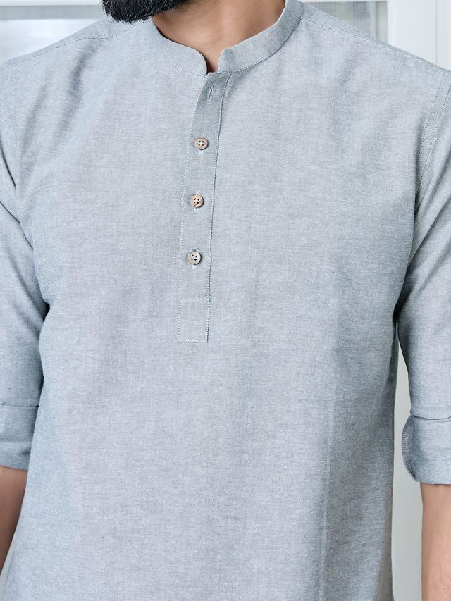 Gray Solid cotton Short Kurta