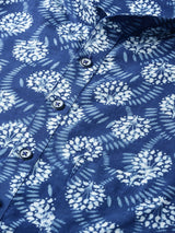 Riwaat.com Men Blue Indigo Hand Block Print Straight Sustainable Kurta Riwaat Printed