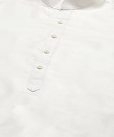 Men White Cotton Silk Straight Kurta