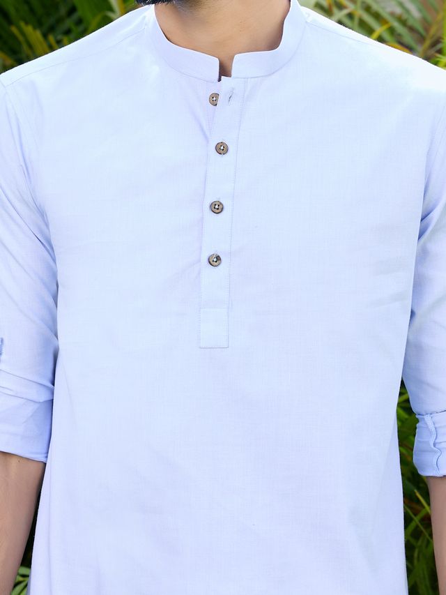 Blue Solid cotton Short Kurta