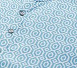 Men Aqua Blue & White Printed Pure Cotton Straight Kurta With Pajama