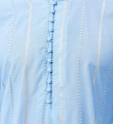 Men Turquoise Blue with Silver Stripes Cotton Kurta Set