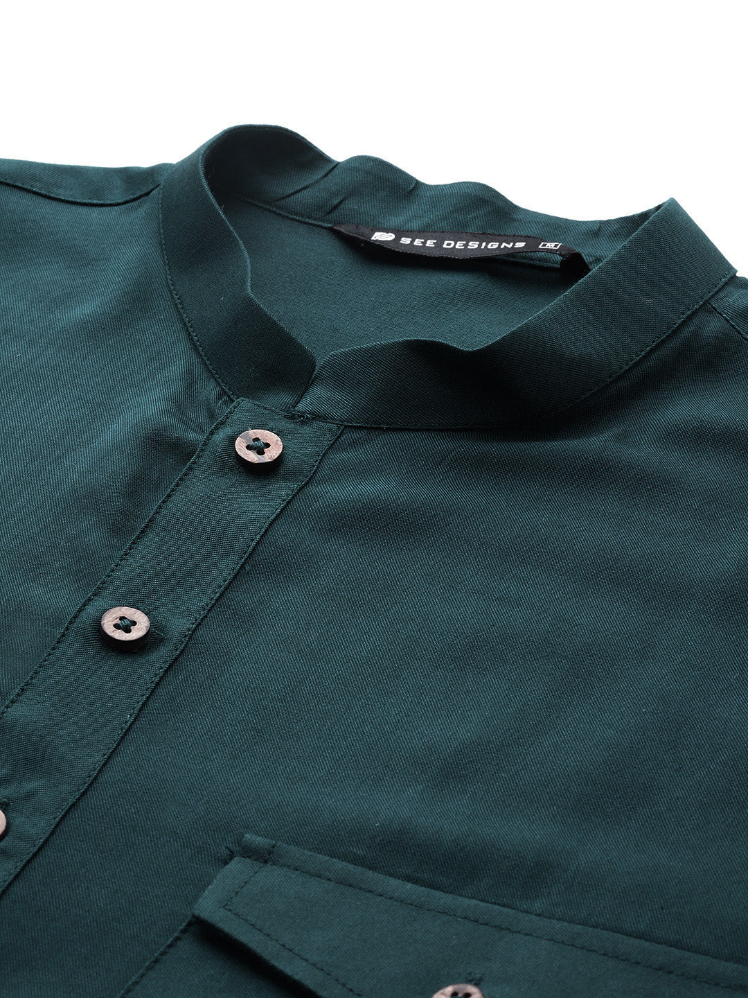 Men Green Rayon Solid Pathani Sets