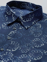 Men Indigo Regular Pure Cotton Pathani Printed Men's Kurta
