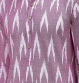 Men Lavender & White Pure Cotton Printed Straight Kurta