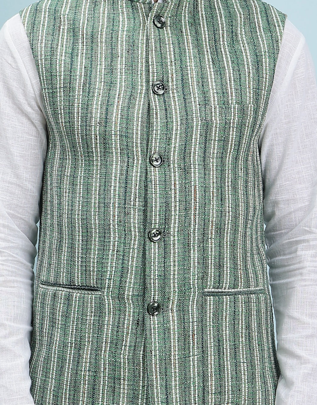 Men Emerald Color Khadi Nehru Jacket