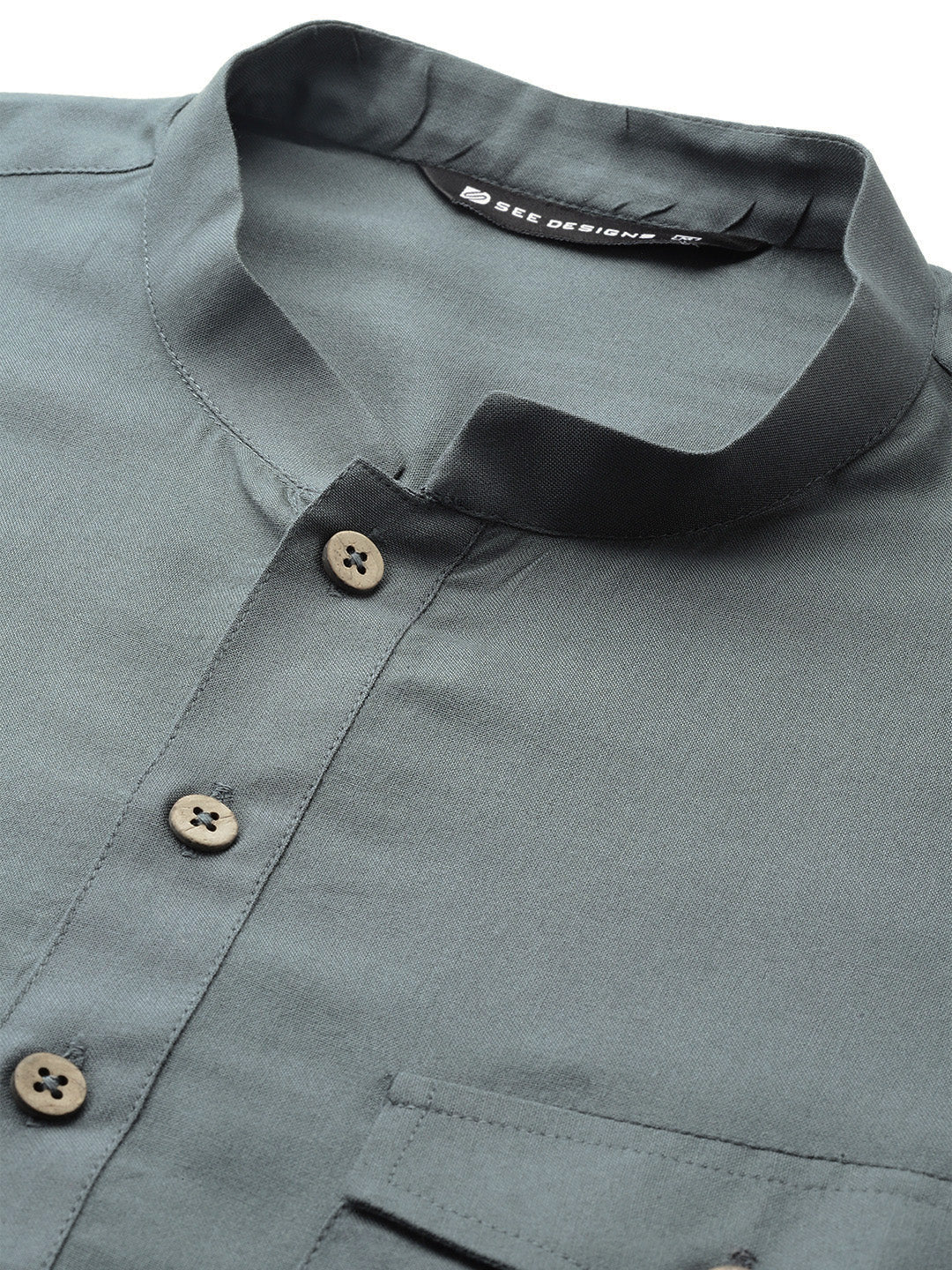 Men Grey Rayon Solid Pathani Sets