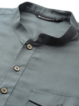 Men Grey Rayon Solid Pathani Sets