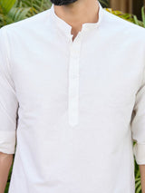 Cream Deluxe Cotton Short Kurta