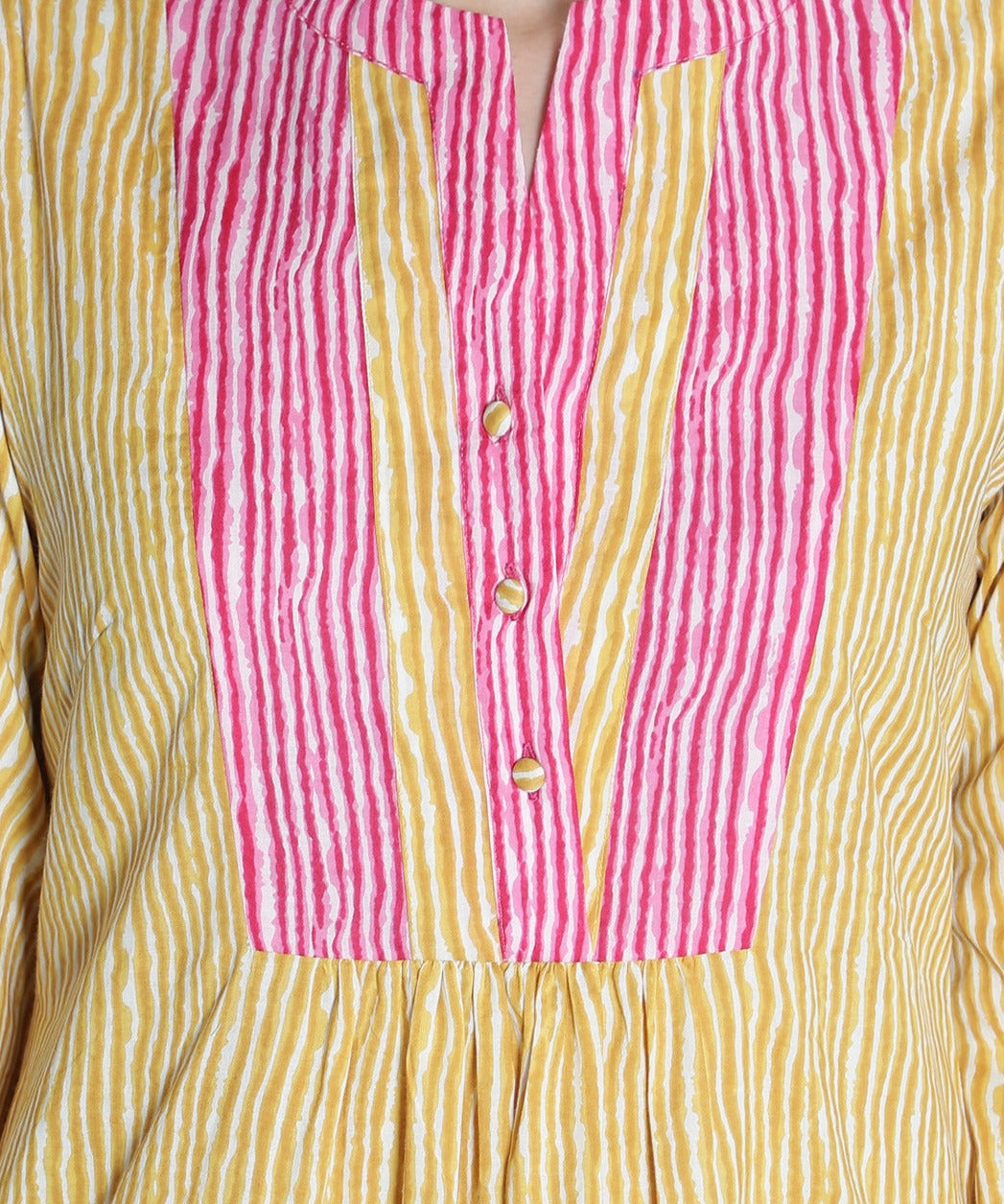 Women Mustard And Pink Printed Dress