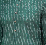 Men Green & White Pure Cotton Printed Straight Kurta With Pajama