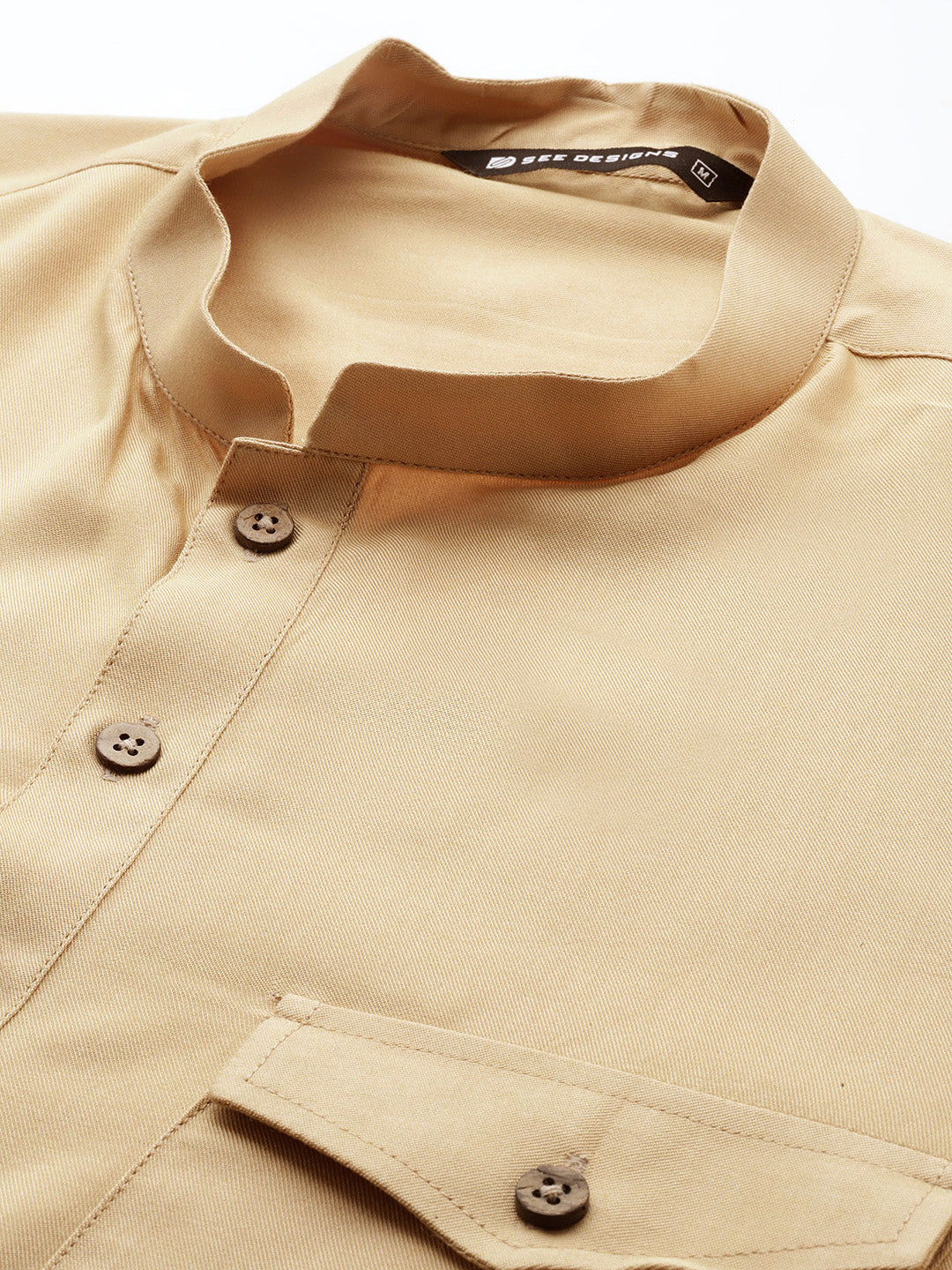 Men Beige Rayon Solid Pathani Sets