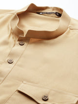 Men Beige Rayon Solid Pathani Sets