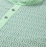 Men Green & White Printed Pure Cotton Straight Kurta