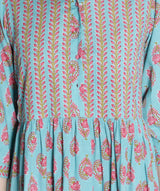 Women Blue And Pink Printed Kurti