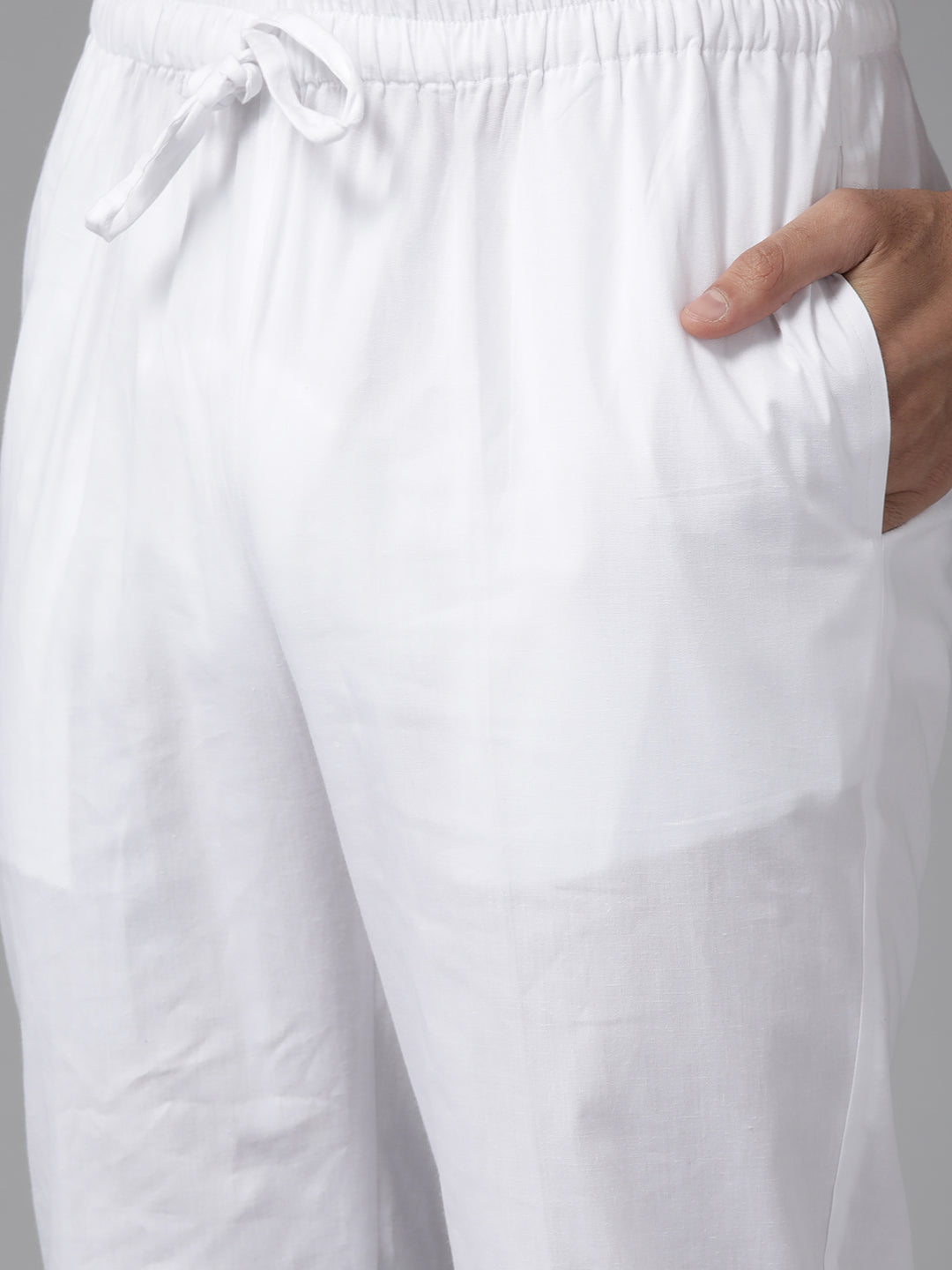 Men White Regal Yoke Design Straight Kurta With Pajama